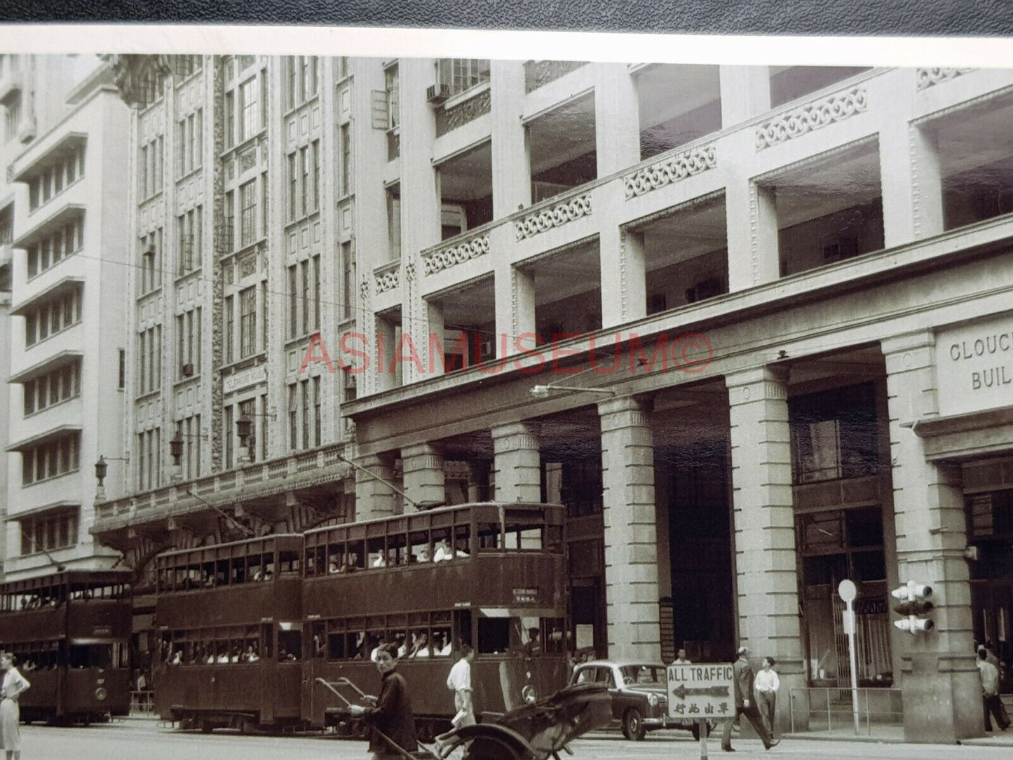 Gloucester Building Des Voeux Road Pedder Street Photo B&W Postcard RPPC 2454