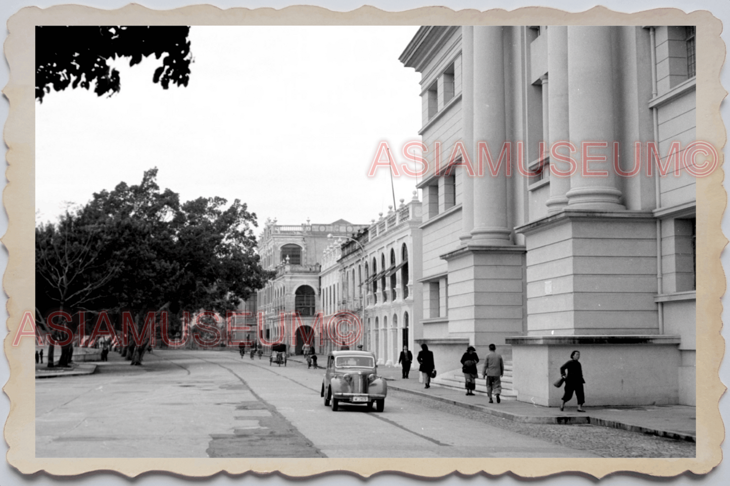 40s MACAU MACAO PORTUGUESE COLONY CAR STREET BUILDING Vintage Photo 澳门旧照片 29942