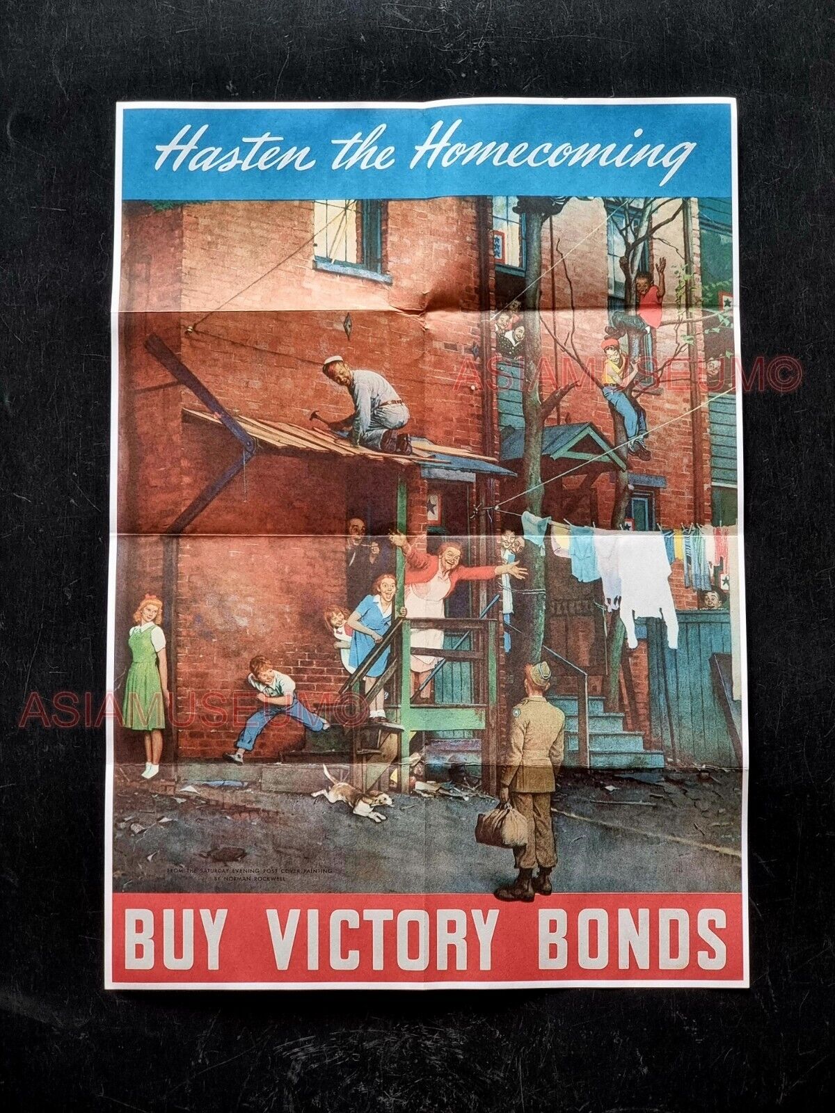 1942 WW2 USA AMERICA BUY WAR BOND WOMEN LADY CHILDREN HOUSING PROPAGANDA POSTER