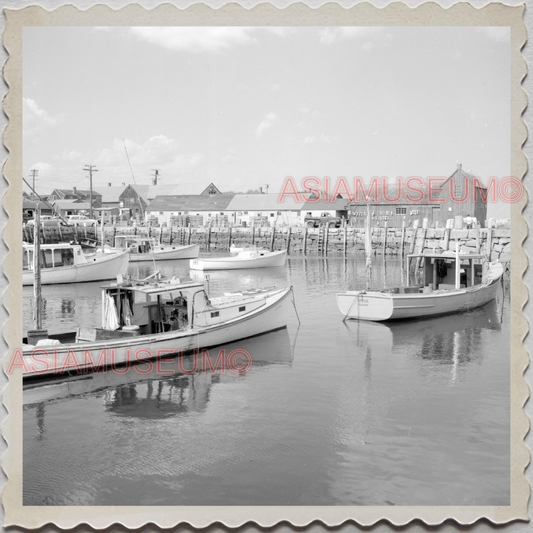 50s ROCKPORT KNOX COUNTY MAINE HARBOR BOAT HOUSE YACTH VINTAGE USA Photo 11424