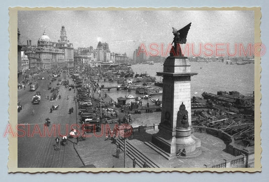 1940s THE BUND STATUE HUANGPU RIVER Vintage China Shanghai Photo #242 中国上海老照片