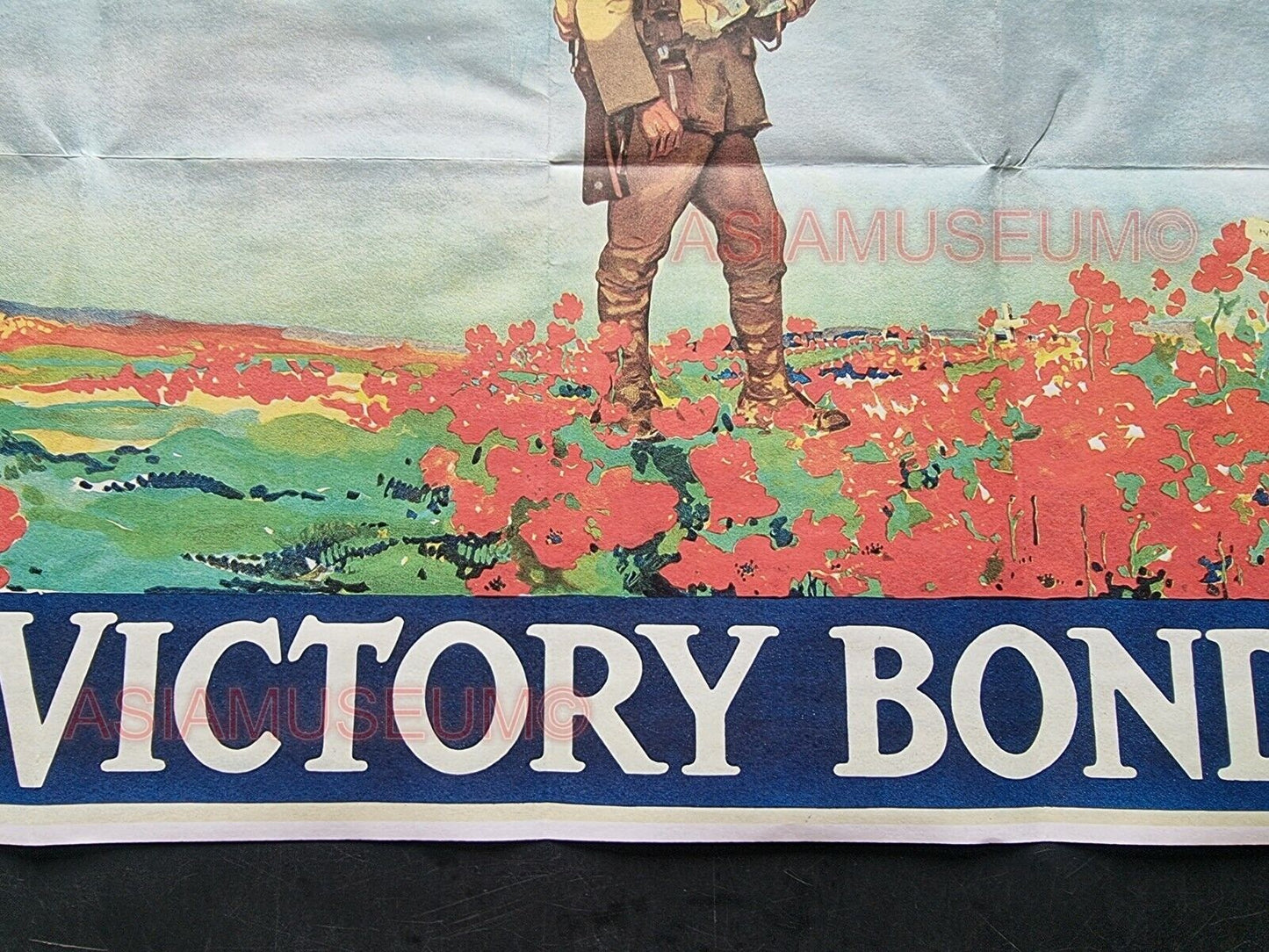 1944 WW2 USA AMERICA ARMY SOLDIER BUY WAR BONDS FLOWER GARDEN PROPAGANDA POSTER