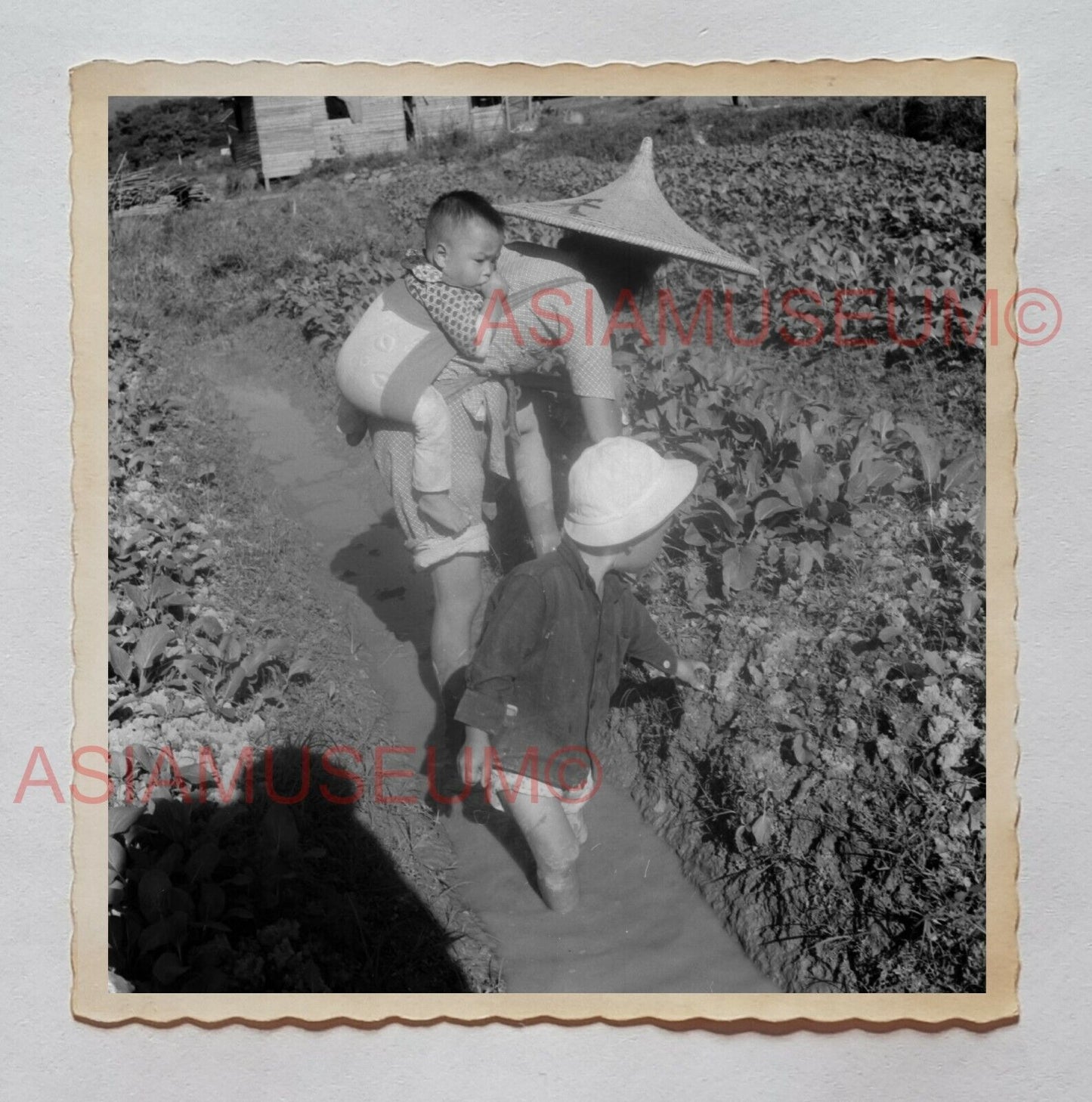 1940s WOMEN FARMER BOY CHILDREN YUEN LONG Vintage Hong Kong Photo 30184 香港旧照片