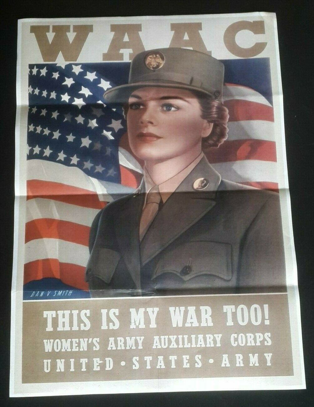 1943 WW2 USA AMERICA WOMEN WAAC ARMY AUXILIARY CORPS UNIFORM PROPAGANDA POSTER