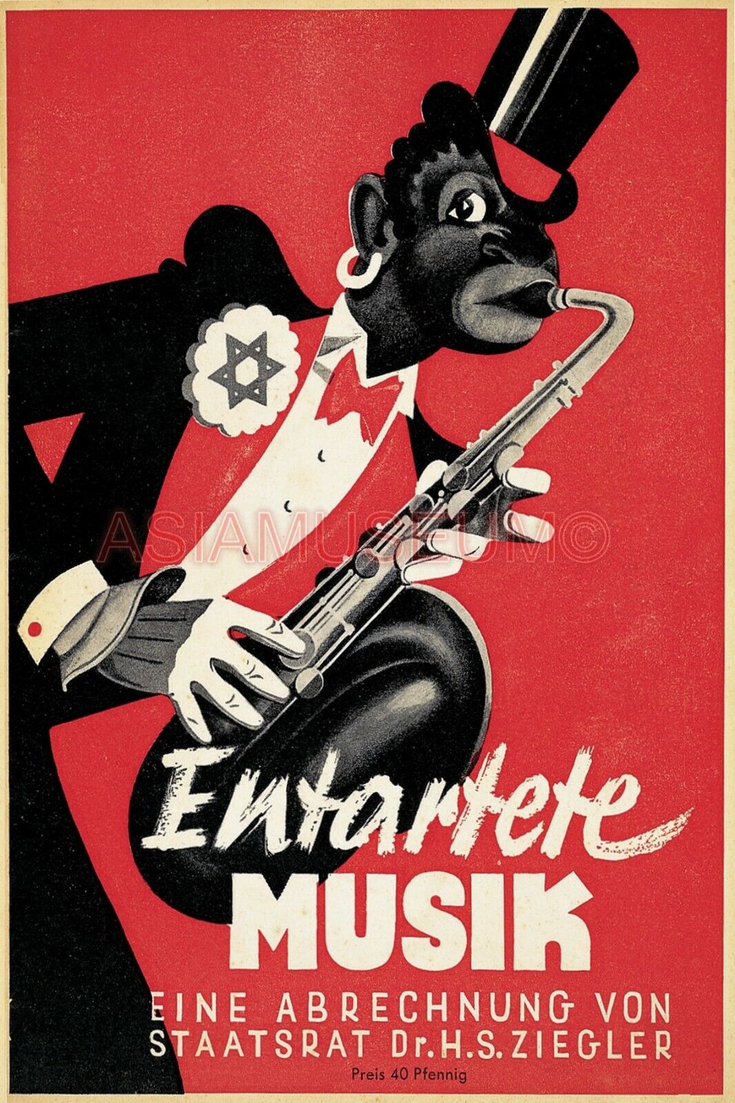 1942 WW2 USA UNITED STATES MONKEY MUSIC SAXOPHONE JAPAN WAR PROPAGANDA Postcard