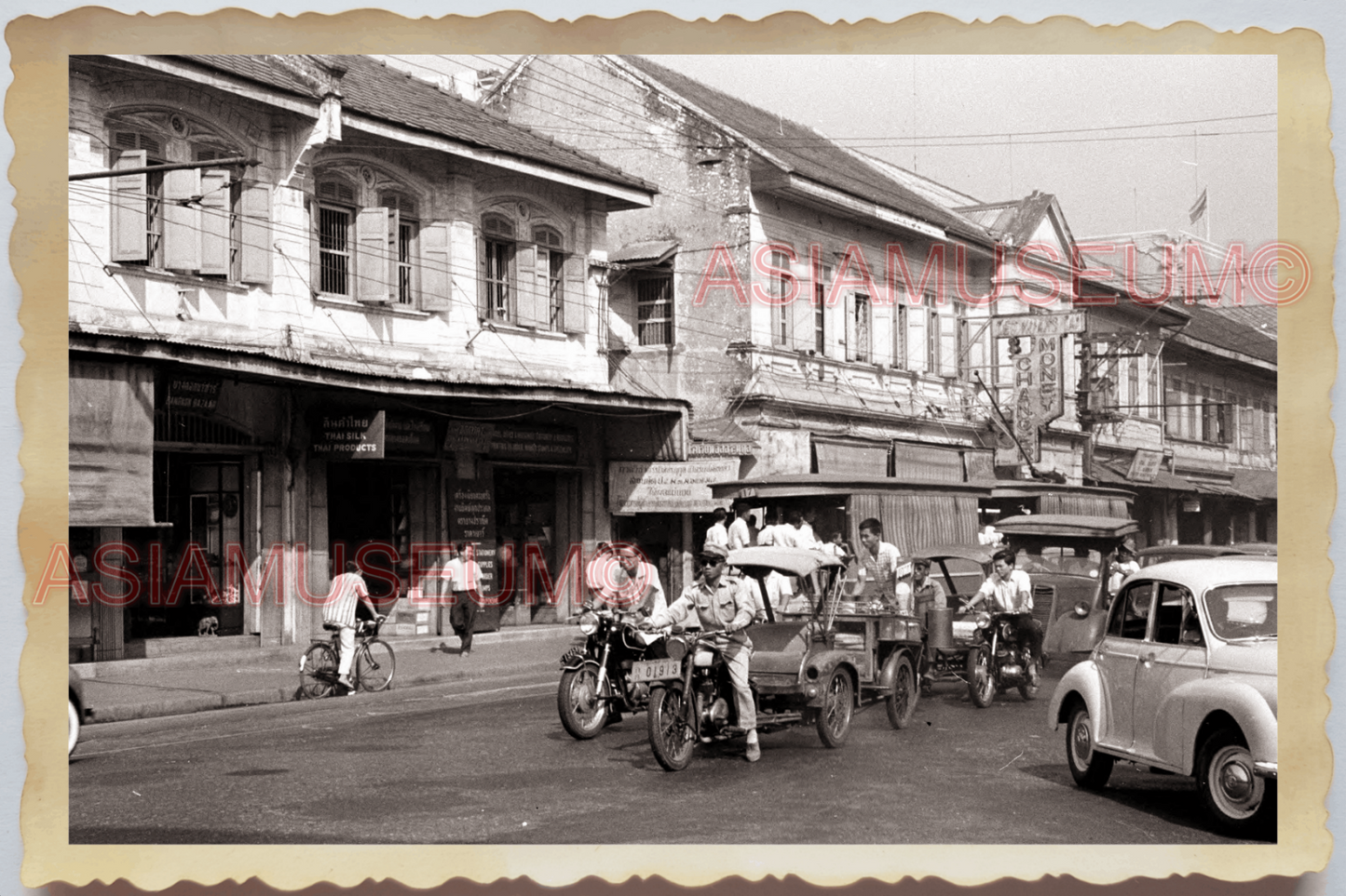 50s THAILAND BANGKOK PAT PONG ROAD MOTORCYCLE STREET SCENE Vintage Photo 28420