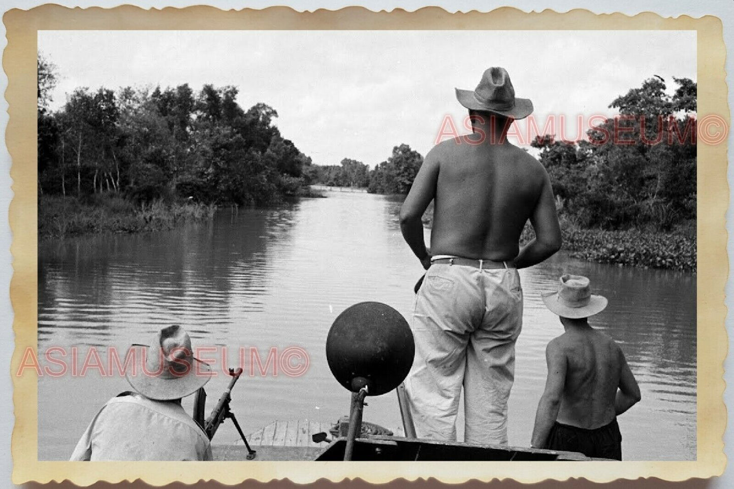 1940s WW2 Vietnam Ho Chi Minh Street Army Village Gay Topless Vintage Photo #603