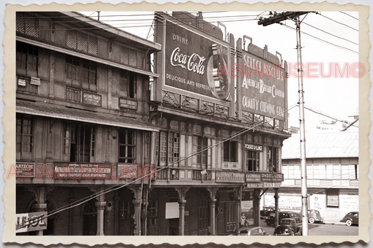 50s PHILIPPINES MANILA STREET SCENE BILLBOARD SHOP STORE ADS Vintage Photo 26252