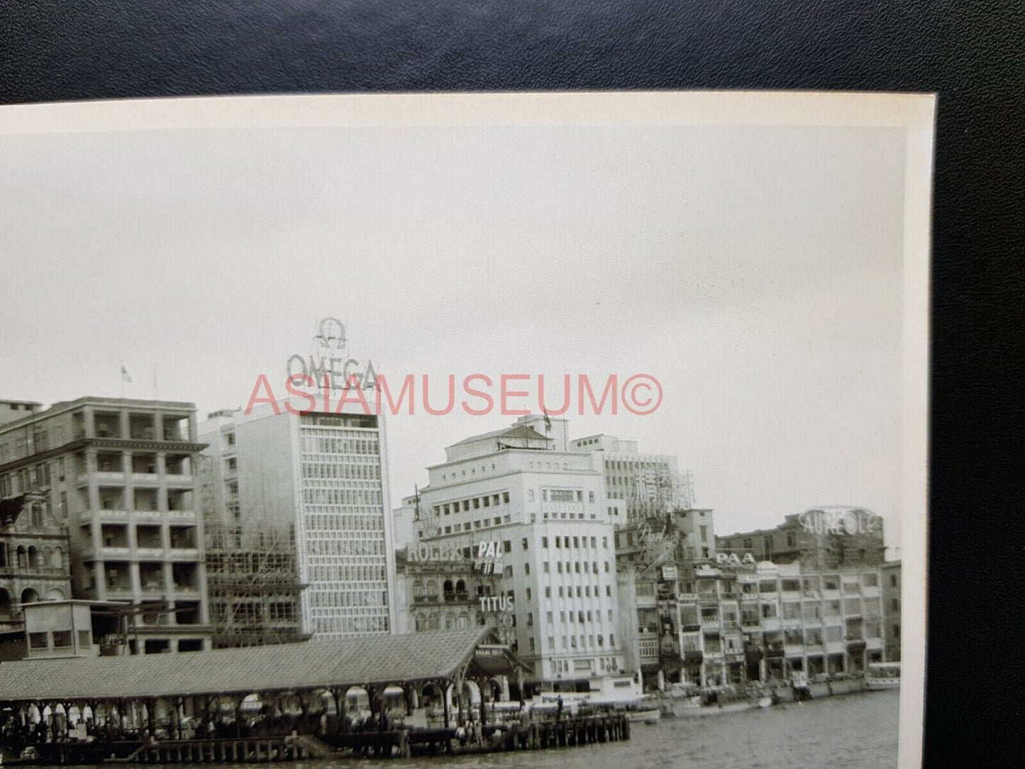 Harbor Jetty Ferry Terminal Omega Vintage Old Hong Kong Photo Postcard RPPC 2922