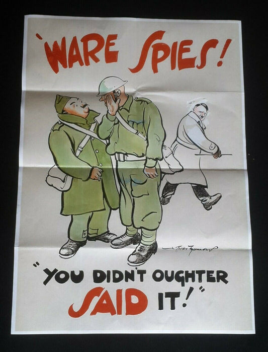 1942 WWii USA AMERICA SPIES LOOSE TALK SPY ARMY SOLDIER WAR PROPAGANDA POSTER