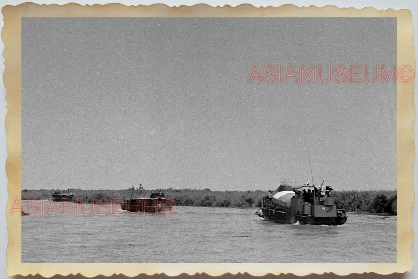 50s Vietnam SAIGON RIVER POLICE PATROL ARMY SOLDIER WAR GAME Vintage Photo #1435