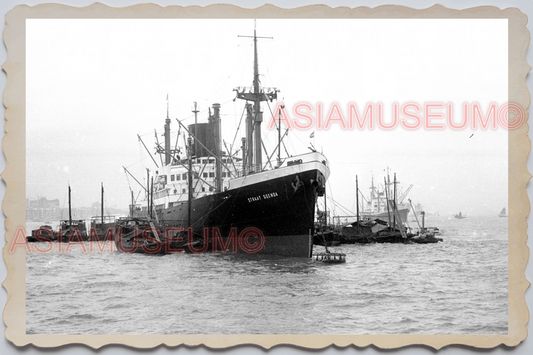 40s MACAU MACAO Portuguese Colony Cargo Ship Harbor Vintage Photo 澳门旧照片 28887