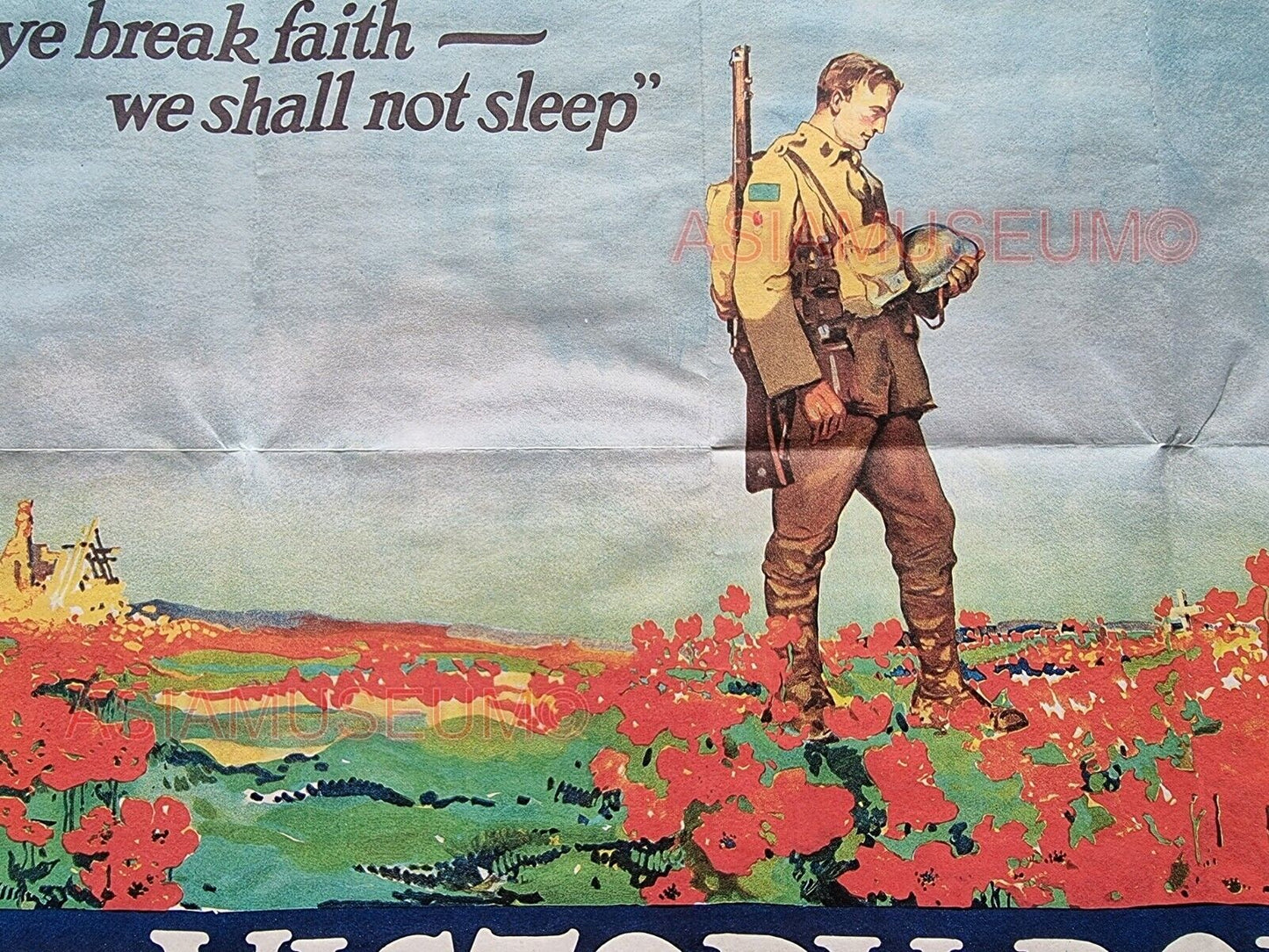 1944 WW2 USA AMERICA ARMY SOLDIER BUY WAR BONDS FLOWER GARDEN PROPAGANDA POSTER