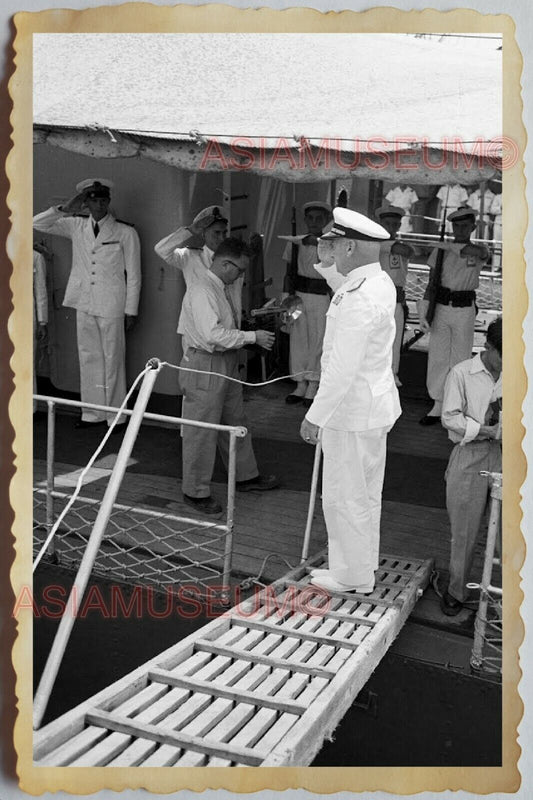 40s Vietnam War SAIGON FRANCE NAVY BATTLESHIP WARSHIP CAPTAIN Vintage Photo 1447