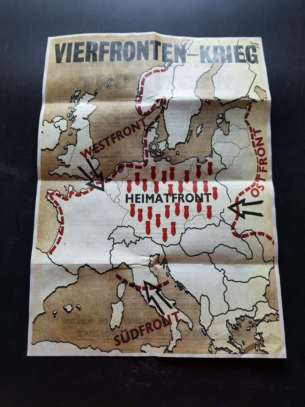 1943 WW2 BRITAIN ALLIES EUROPE D DAY ATTACK BOMB FRANCE ATLAS PROPAGANDA POSTER