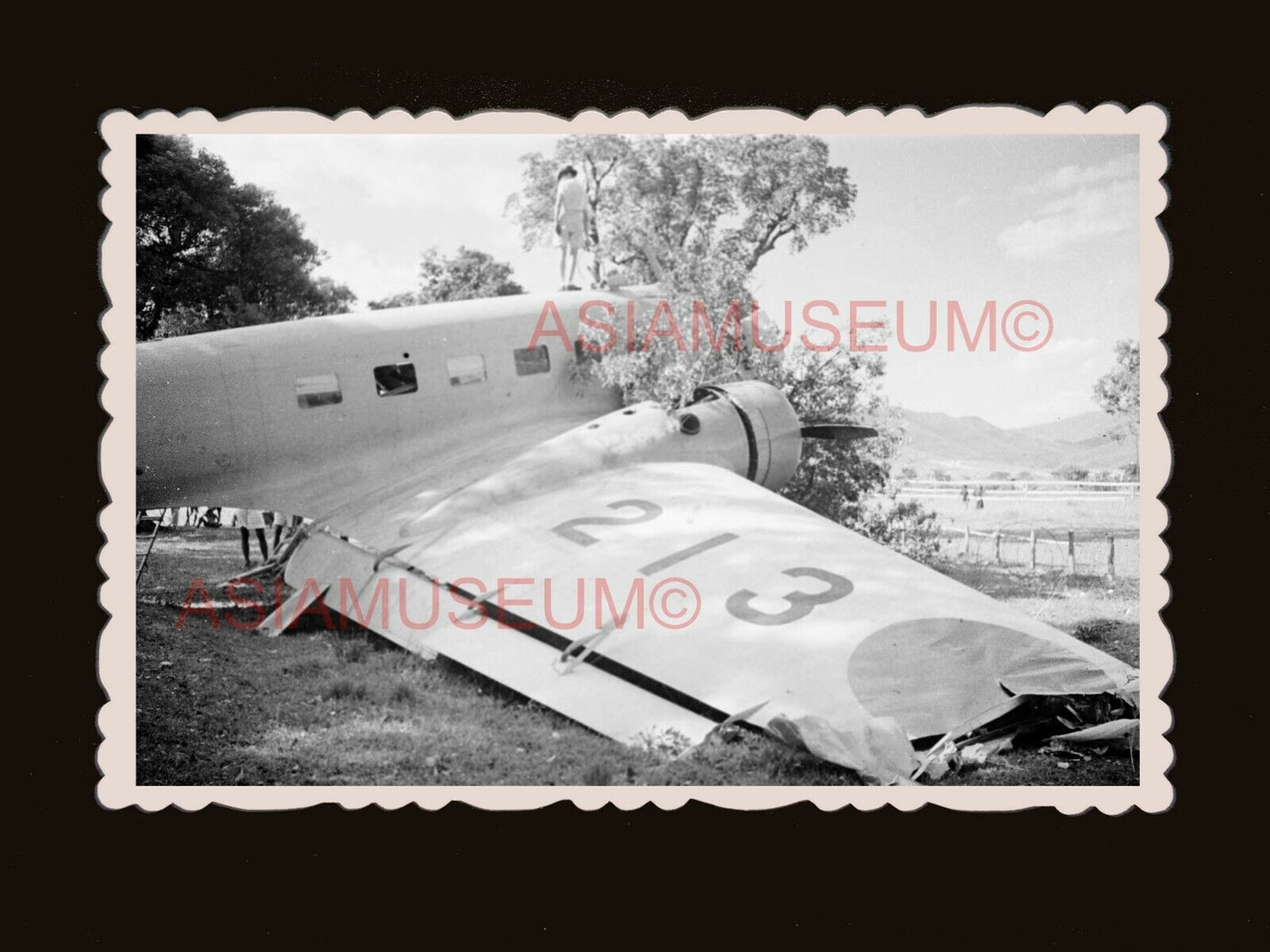 40's WW2 war Japanese Aircraft Plane Down British  Hong Kong Photo 香港旧照片 #2234