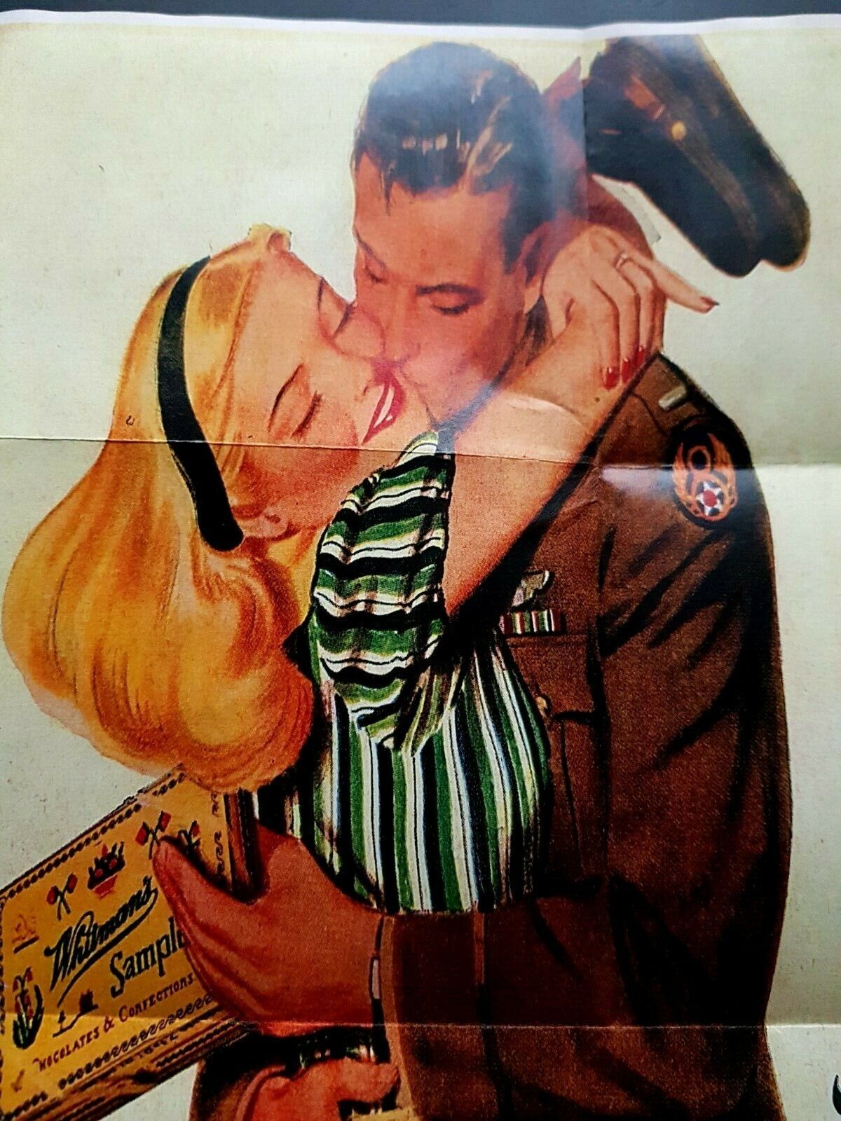 1942 WW2 USA AMERICA WHITMAN'S CHOCOLATE COUPLE WOMEN LADY WAR PROPAGANDA POSTER