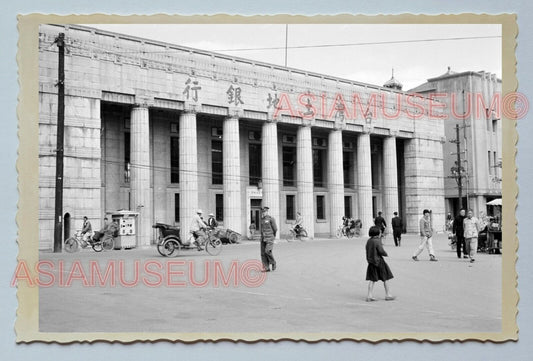 WW2 Land Bank Building Tricycle Girl  Vintage Taiwan Taipei Photo 台湾老照片 #23363