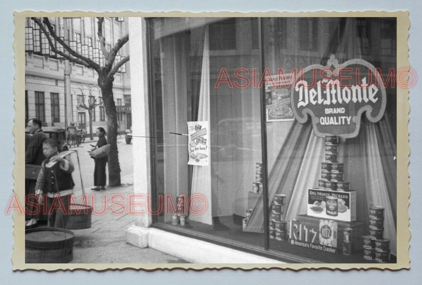 1940s STREET SCENE DEL MONTE SHOP Vintage China Shanghai Photo #3291 中国上海老照片