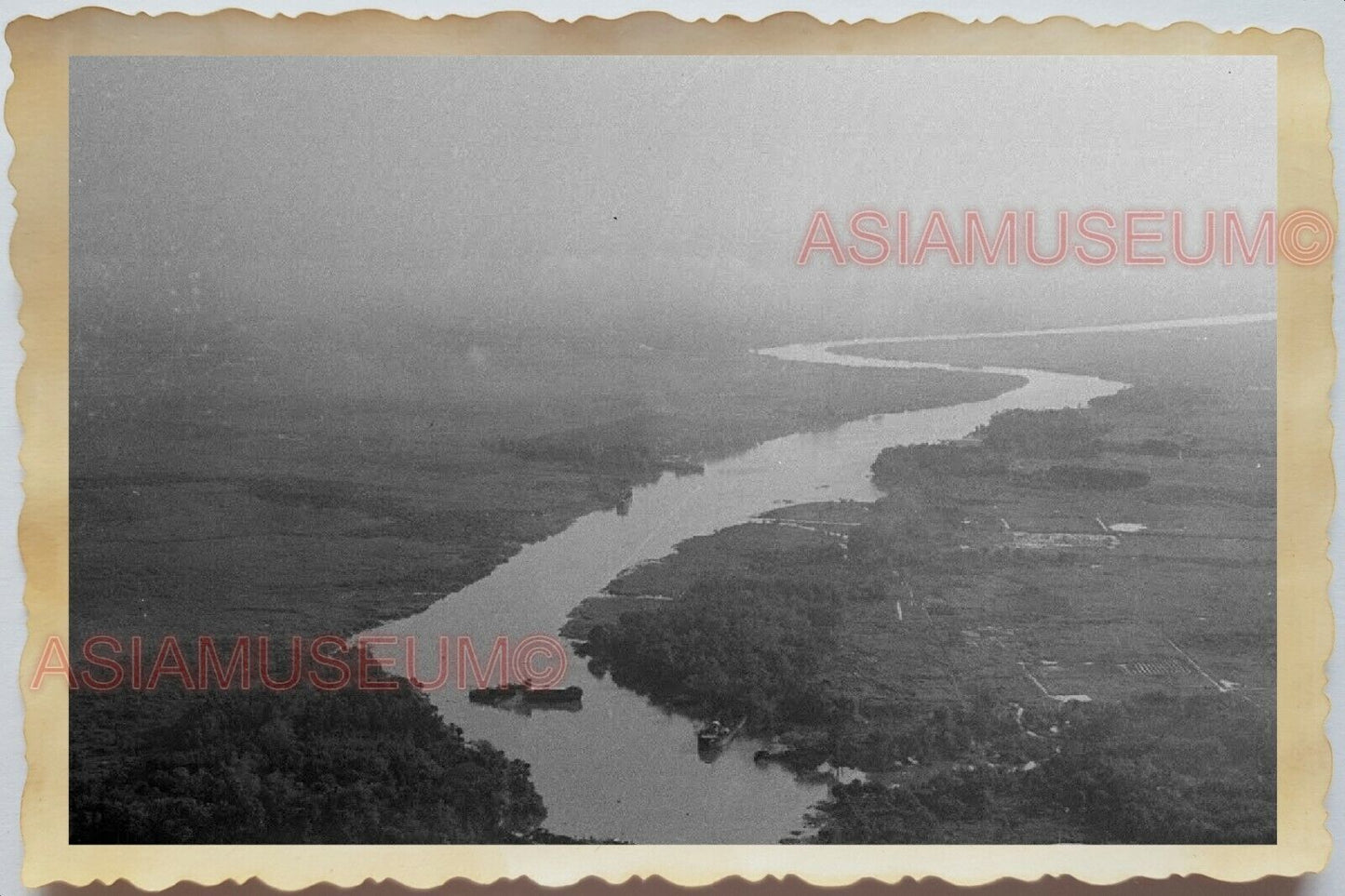 50s Vietnam SAIGON HO CHI MINH VILLAGE RIVER BOMBING VIEW  Vintage Photo #1625