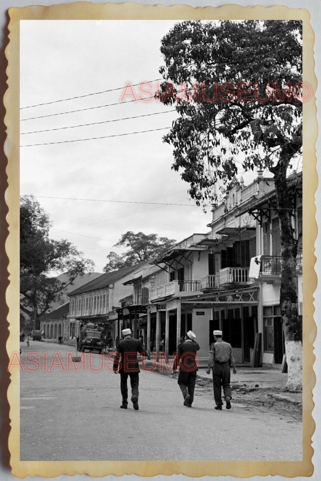 40s Vietnam War SAIGON STREET SCENE COLONY BUILDING FRENCH  Vintage Photo 1722