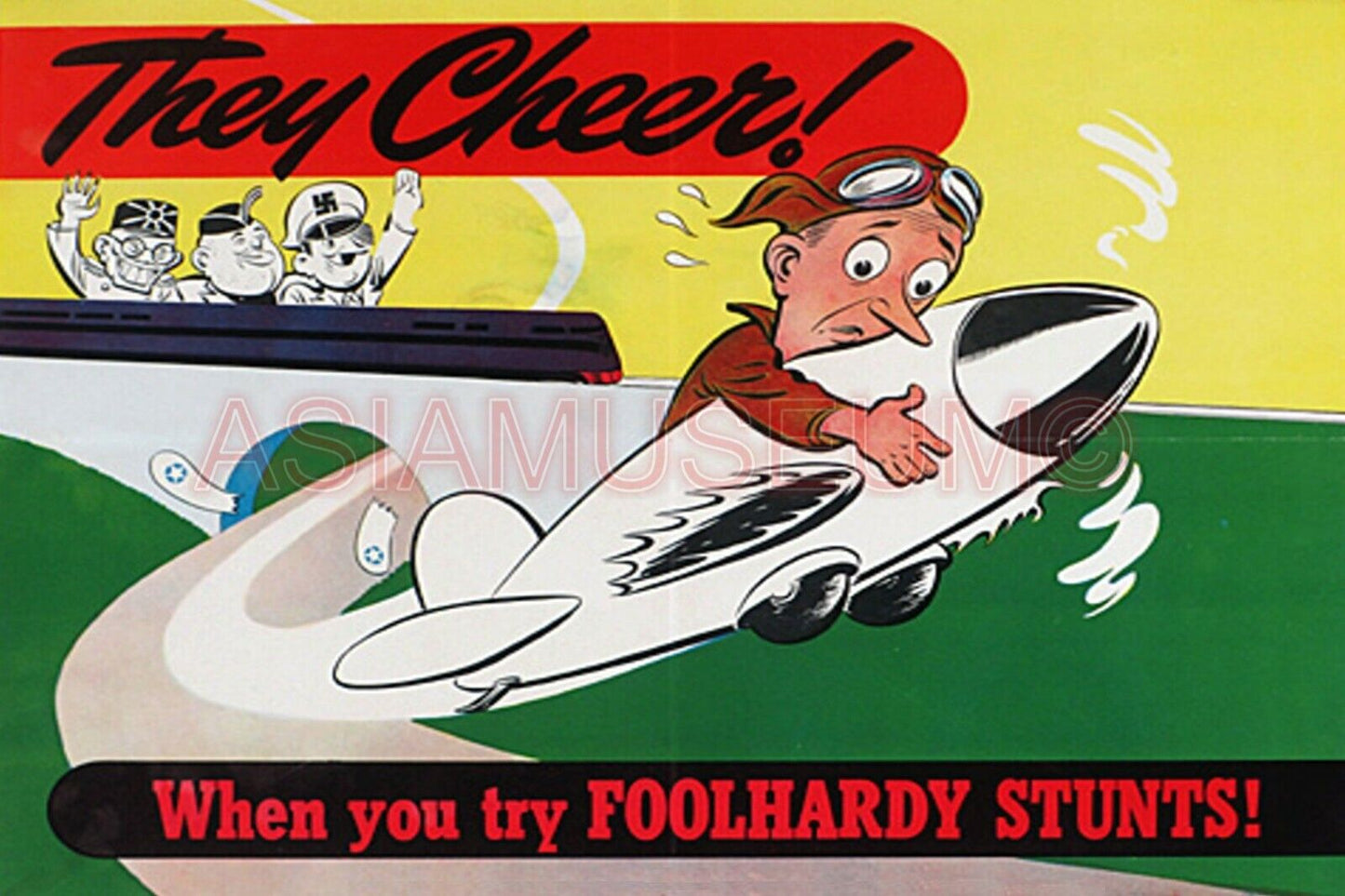 1942 WWii USA AMERICA PLANE AIRCRAFT PILOT COMIC FUNNY STUNT PROPAGANDA Postcard