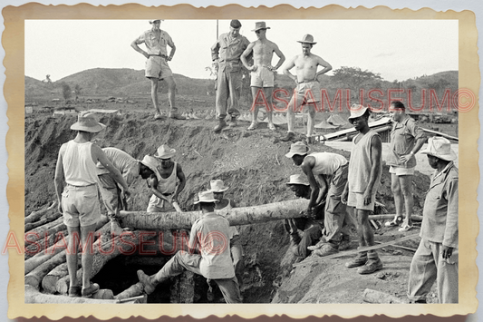 40s WW2 Vietnam MILITARY TOPLESS ARMY TUNNEL BUNKER SOLDIER Vintage Photo 26431