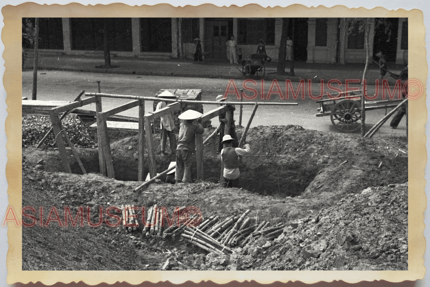 40s WW2 Vietnam INDOCHINA WAR ANTI JAPANESE AIR RAID SHELTER Vintage Photo 04207