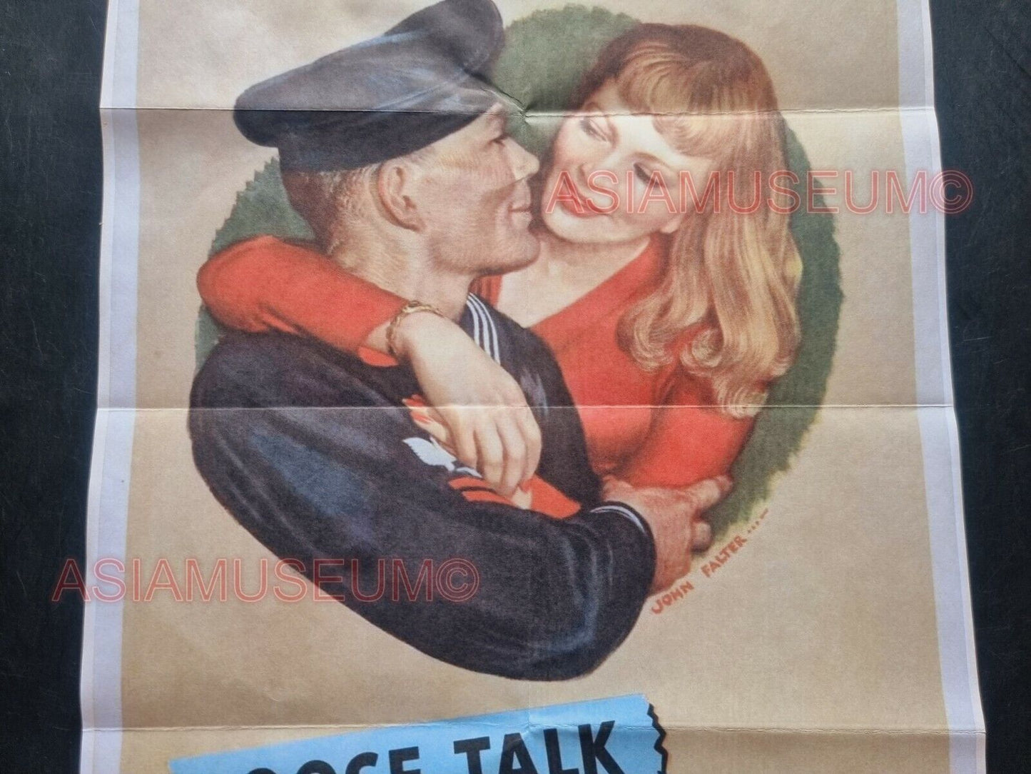 1943 WW2 USA SAILOR WOMEN LOOSE TALK COST LIVES SPY WAR NAVY PROPAGANDA POSTER