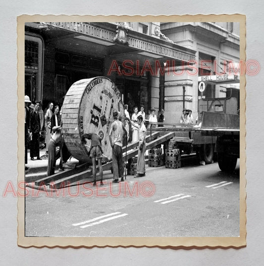 Transport cable reel Des Voeux Road Central Old Hong Kong Photograph 香港旧照片 30189