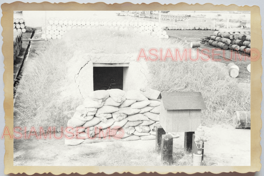 40s WW2 Vietnam MOBIL OIL BARREL REFINERY GASOLINE BUNKER OLD Vintage Photo 4383