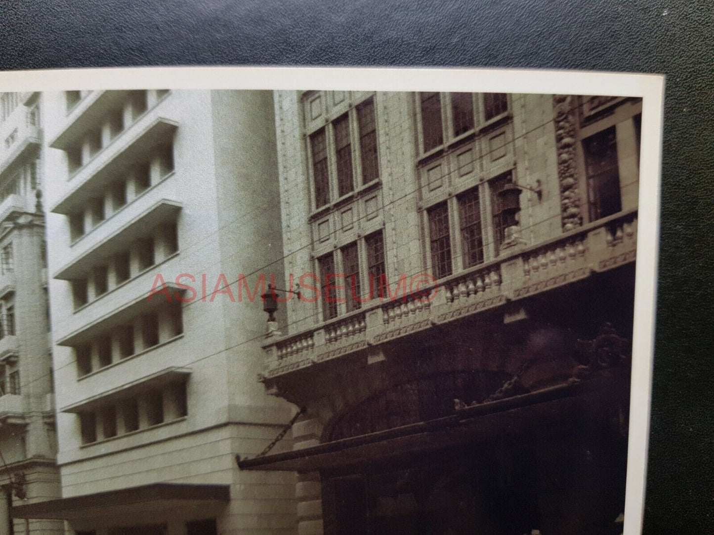 40s Des Voeux Road Central Rickshaw Tram Bus Hong Kong Photo Postcard RPPC #1673