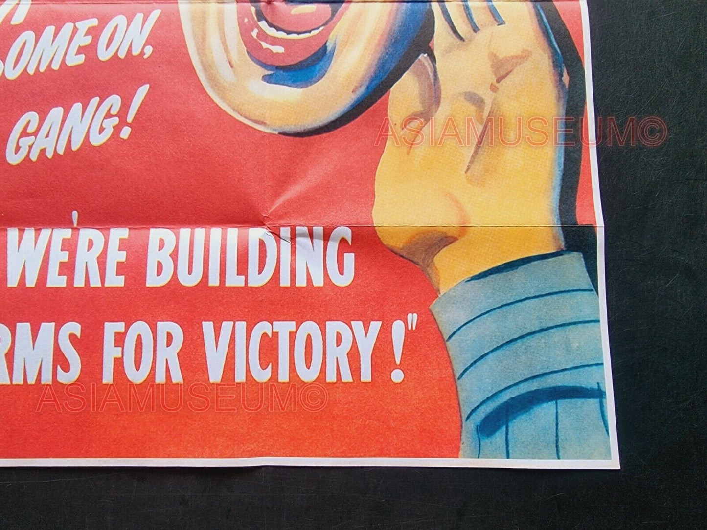 1943 WW2 USA AMERICA FACTORY BUILDING ARMS FOR VICTORY BATTLE  PROPAGANDA POSTER