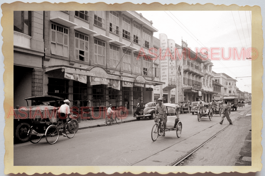 50s THAILAND BANGKOK STREET SCENE TRAFFIC PEDICAB CAR SHOP  Vintage Photo 28797