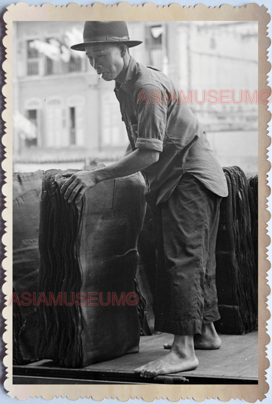 WW2 BRITISH COLONIAL COOLIE RUBBER SHIPMENT TRUCK Vintage Singapore Photo 17768