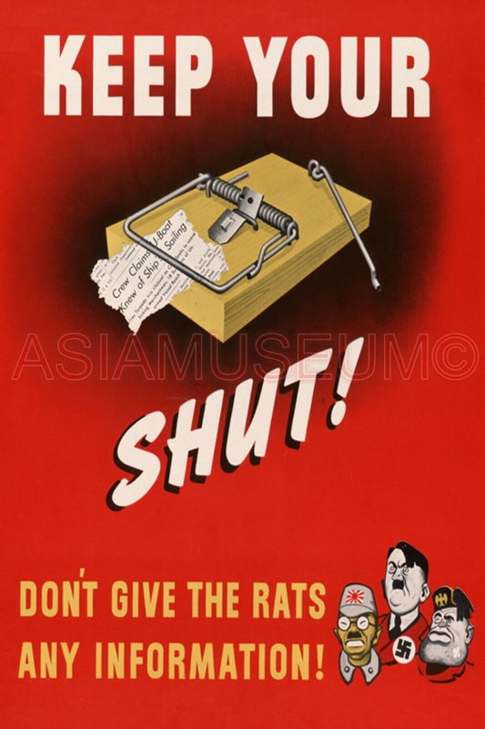 1945 WWii AMERICA CARTOON COMIC CARICATURE RATS TRAP SOLDIER PROPAGANDA Postcard