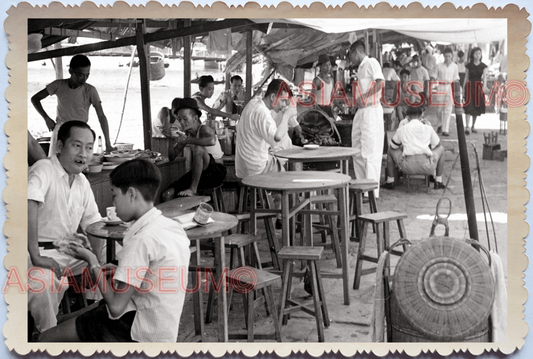 WW2 Roadside Outdoor Cafe Food Coffee Street Scene Market Singapore Photo 27479