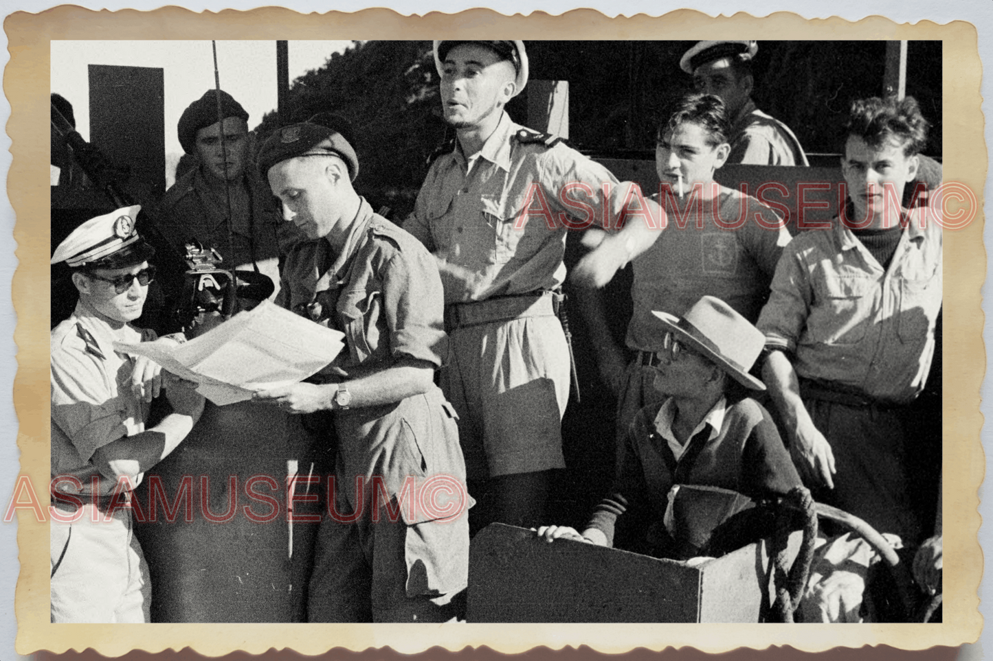 40s WW2 Vietnam INDOCHINA WAR FRENCH FRANCE TOPLESS ARMY MAN Vintage Photo 25375