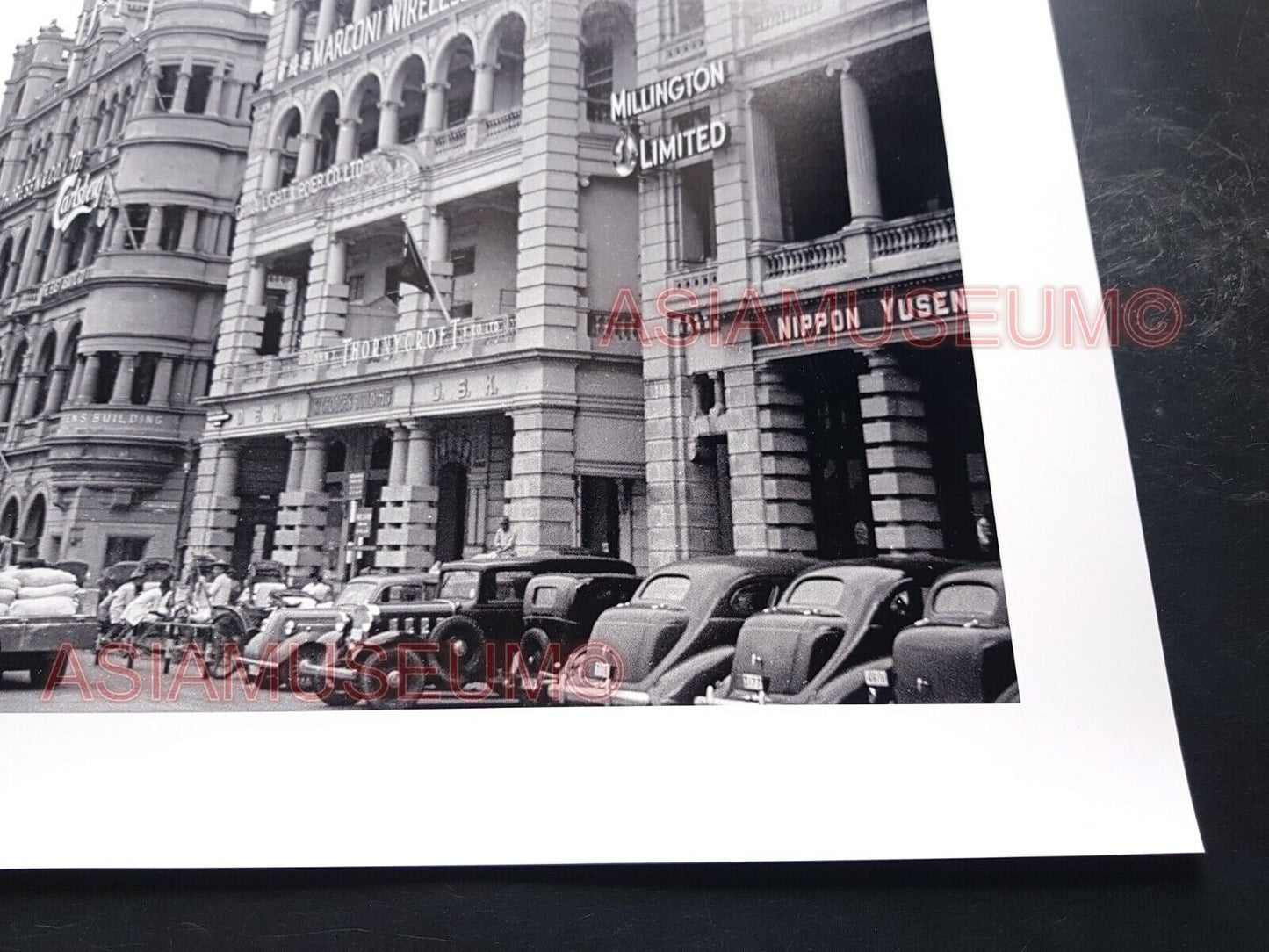 40's Large HONG KONG STAR FERRY TERMINAL WATERFRONT ROAD Old Vintage Photo 香港老照片