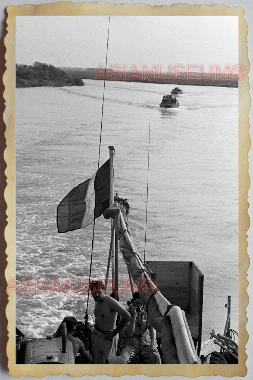 40s Vietnam War SAIGON FRANCE FRENCH NAVY ARMY TOPLESS MAN  Vintage Photo 1340