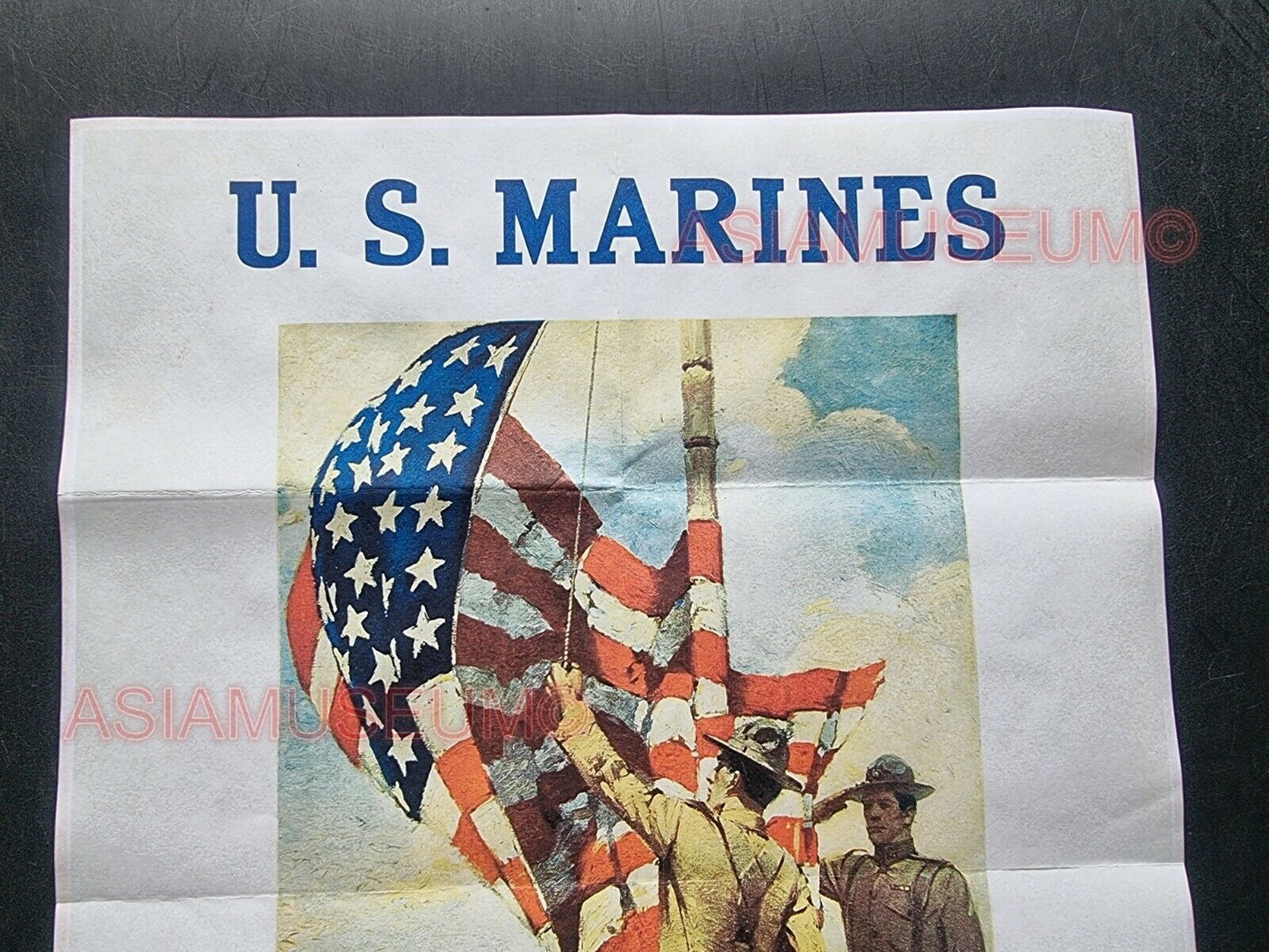 1944 WW2 USA AMERICA ALLIES FORCES MARINES NAVY FLAG SHIP ARMY PROPAGANDA POSTER