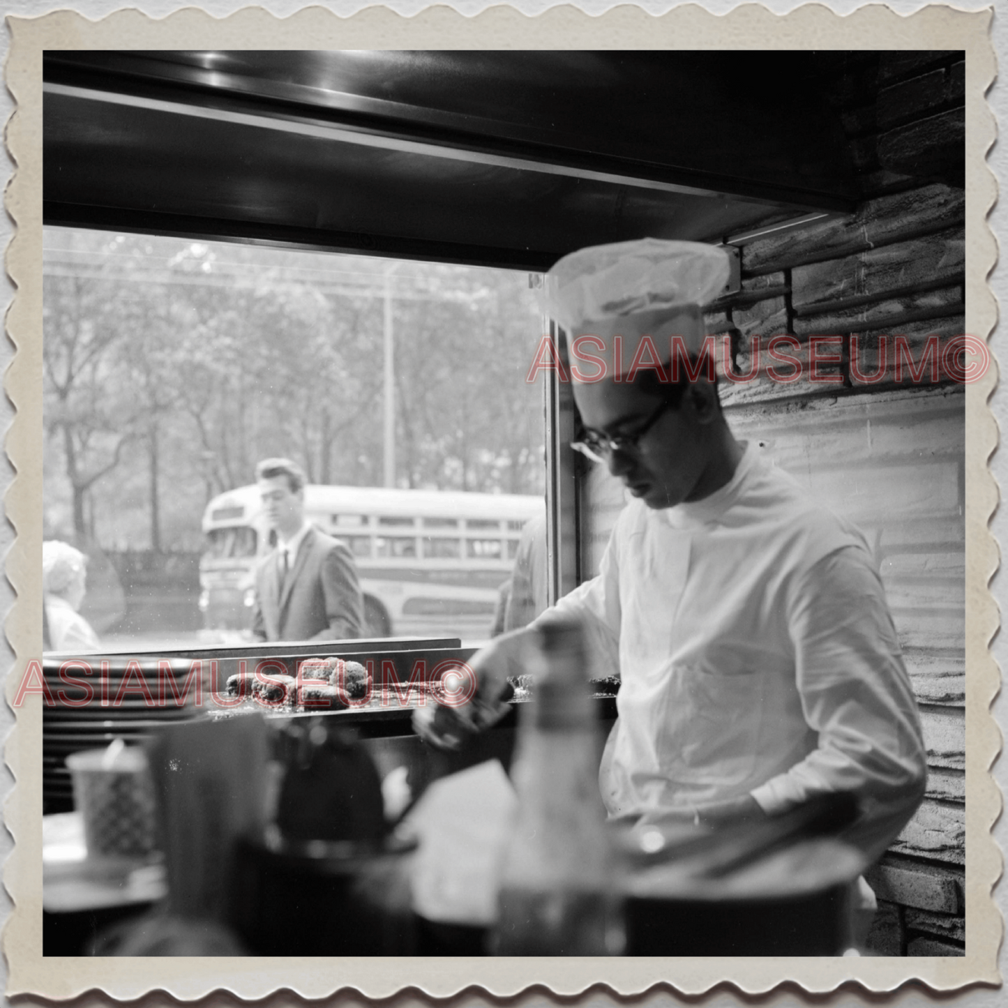 50s MANHATTAN NEW YORK CITY FOOD TRUCK COOK AMERICA VINTAGE OLD USA Photo 9072