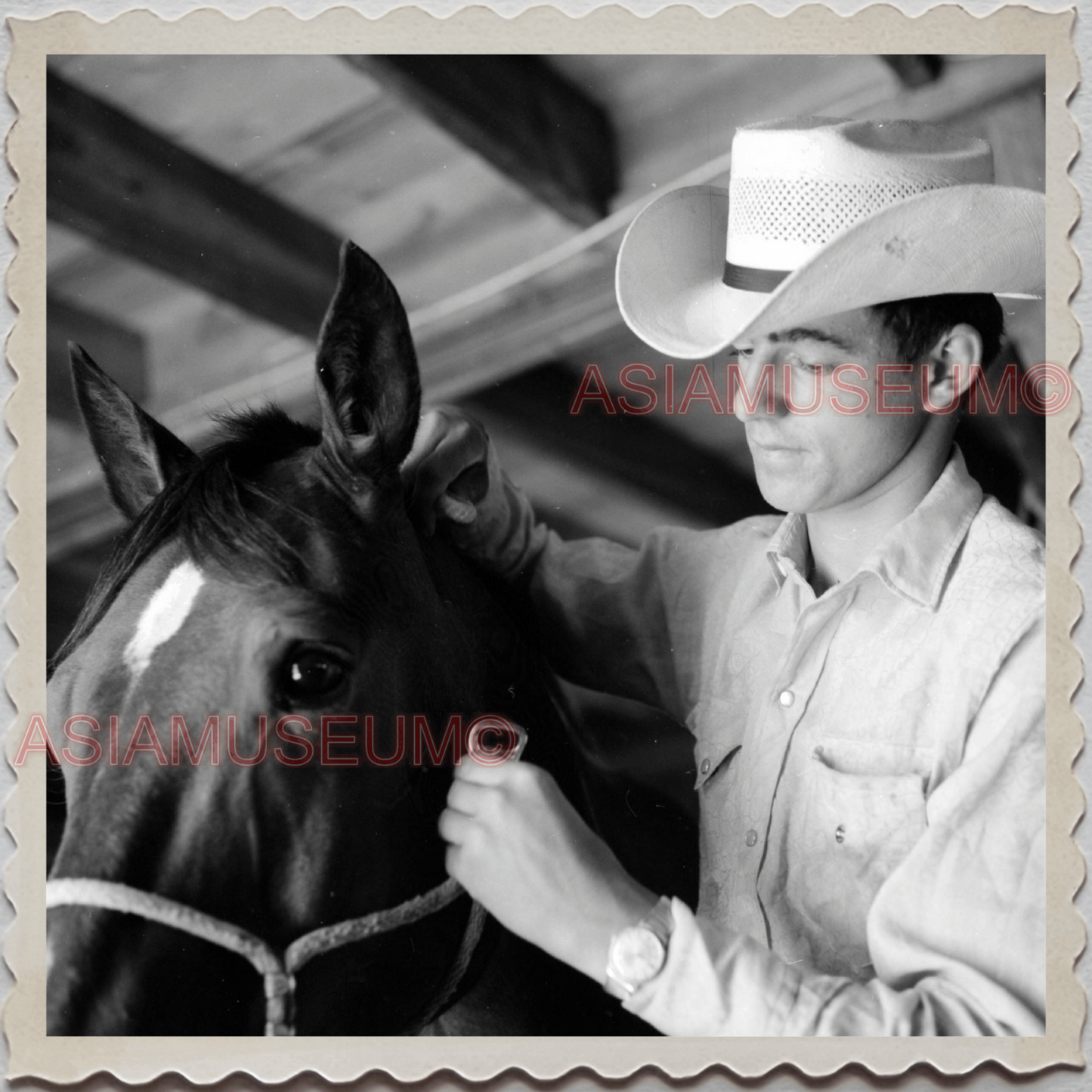 50s AUGUSTA KRONE RANCH COWBOY HORSE BARN VINTAGE OLD USA AMERICA Photo 11470