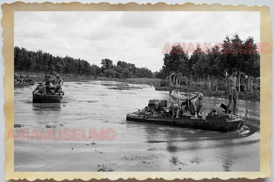 50s Vietnam SAIGON RIVER POLICE NAVY PATROL ARMY SOLDIER WAR Vintage Photo #1459