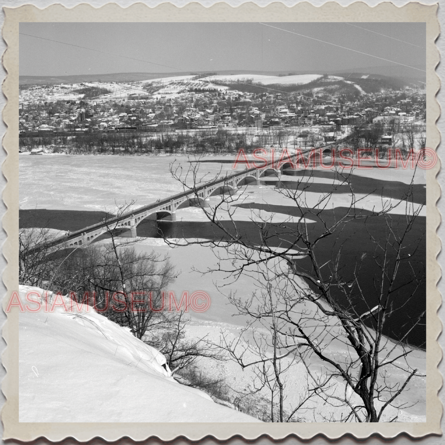 50s SUNBURY NORTHUMBERLAND PENNSYLVANIA SUSQUEHANNA RIVER VINTAGE USA Photo 9255