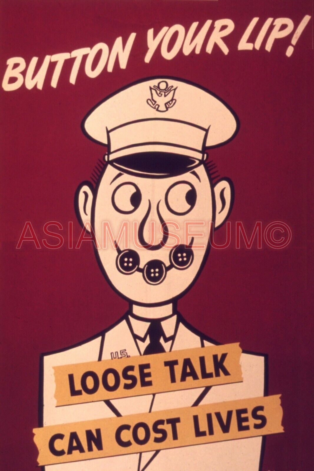 1944 WW2 USA AMERICA LOOSE TALK COST LIVES JAPANESE SPY ARMY PROPAGANDA Postcard