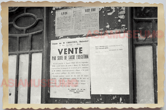 40s WW2 Vietnam FRENCH COLONY BUILDING GATE NOTICE VENTE OLD Vintage Photo 23731