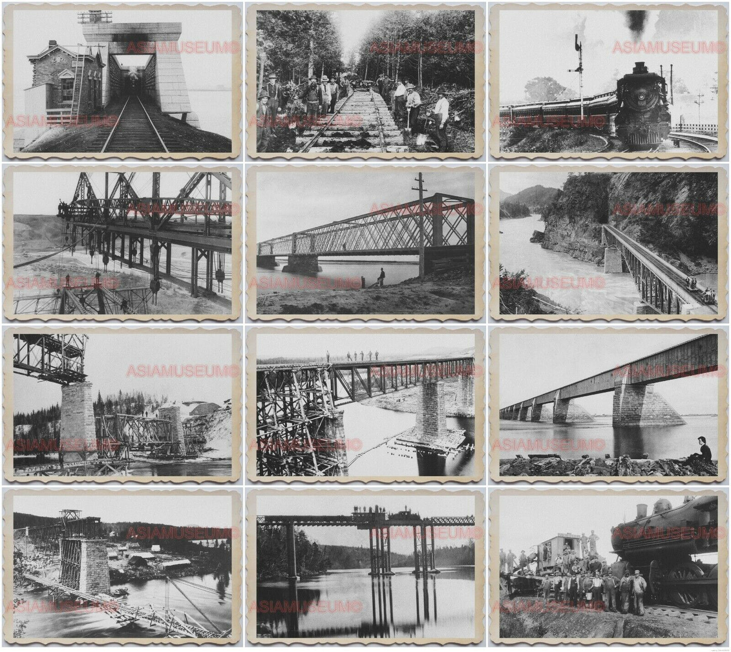 100pcs 1900s USA AMERICA RAILWAYS TRAIN STATION LOCOMOTIVE B&W Vintage Photo