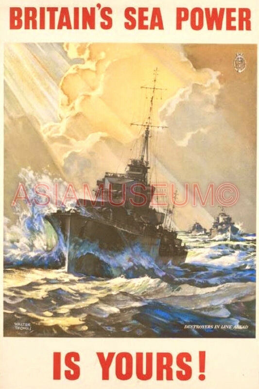 1941 WW2 BRITAIN BRITISH SEA POWER BATTLE SHIP WARSHIP ART PROPAGANDA Postcard