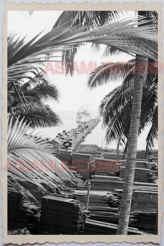 60s PHILIPPINES MANILA FREE PORT LUMBER DOCK SEAFRONT SHIPPING OLD Photo 29479